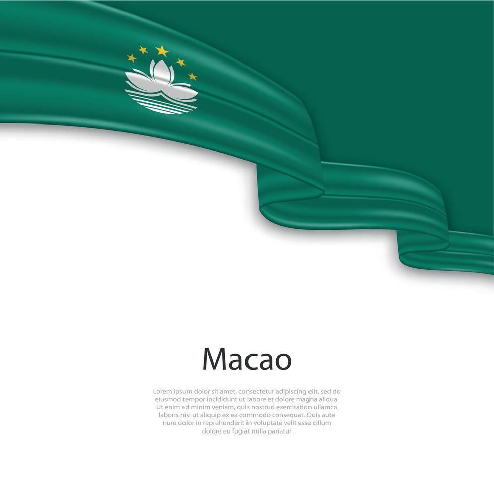 Waving ribbon with flag of Macao vector