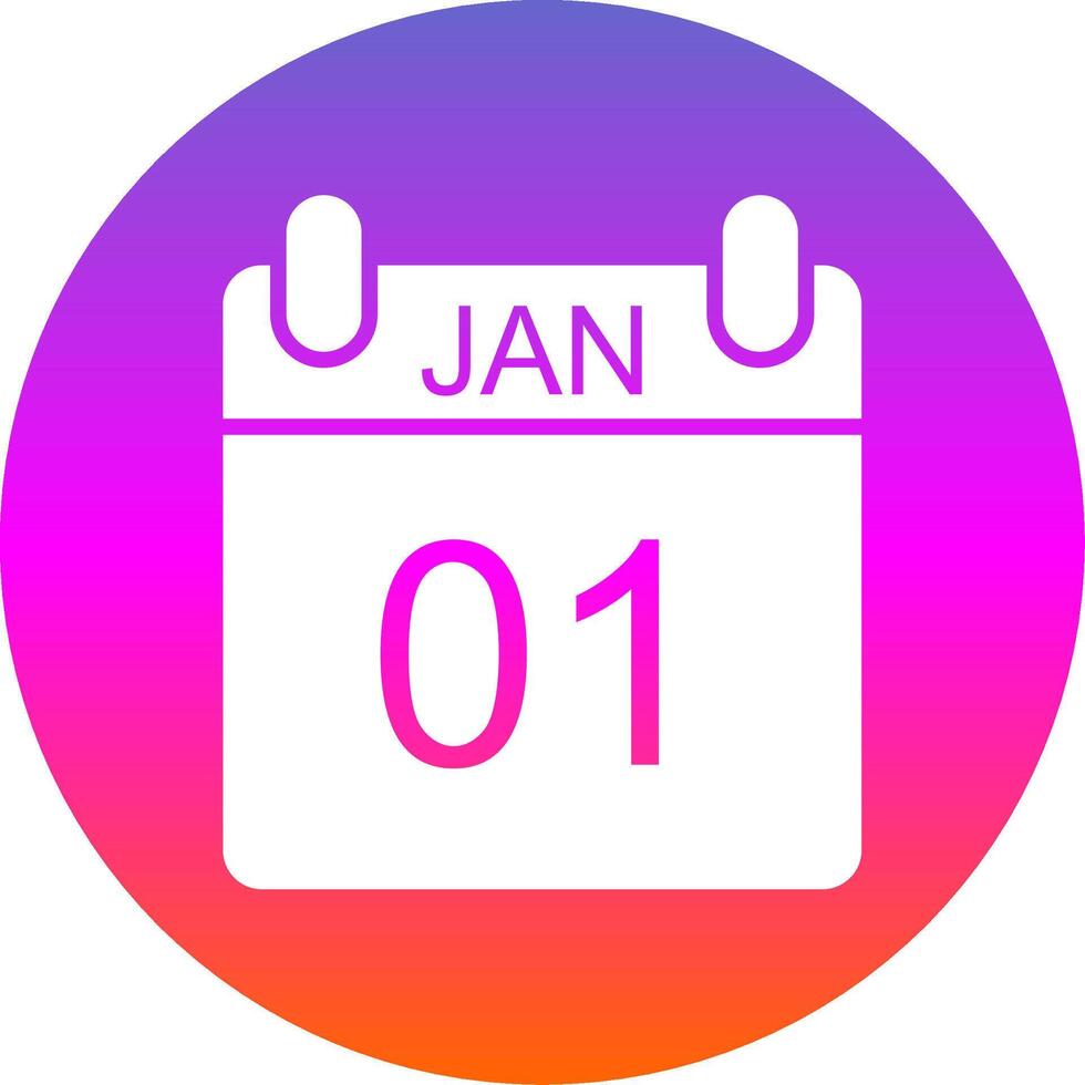 January Glyph Gradient Circle Icon Design vector