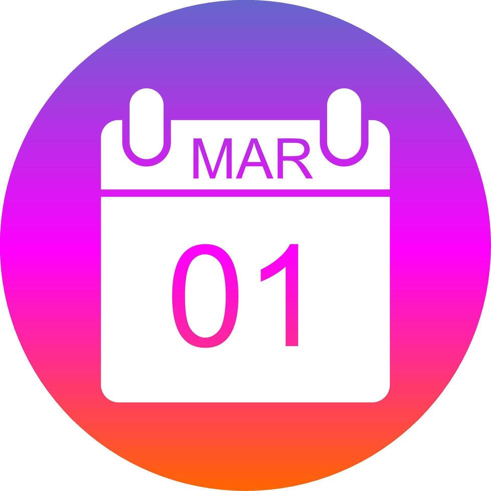 marzo glifo degradado circulo icono diseño vector