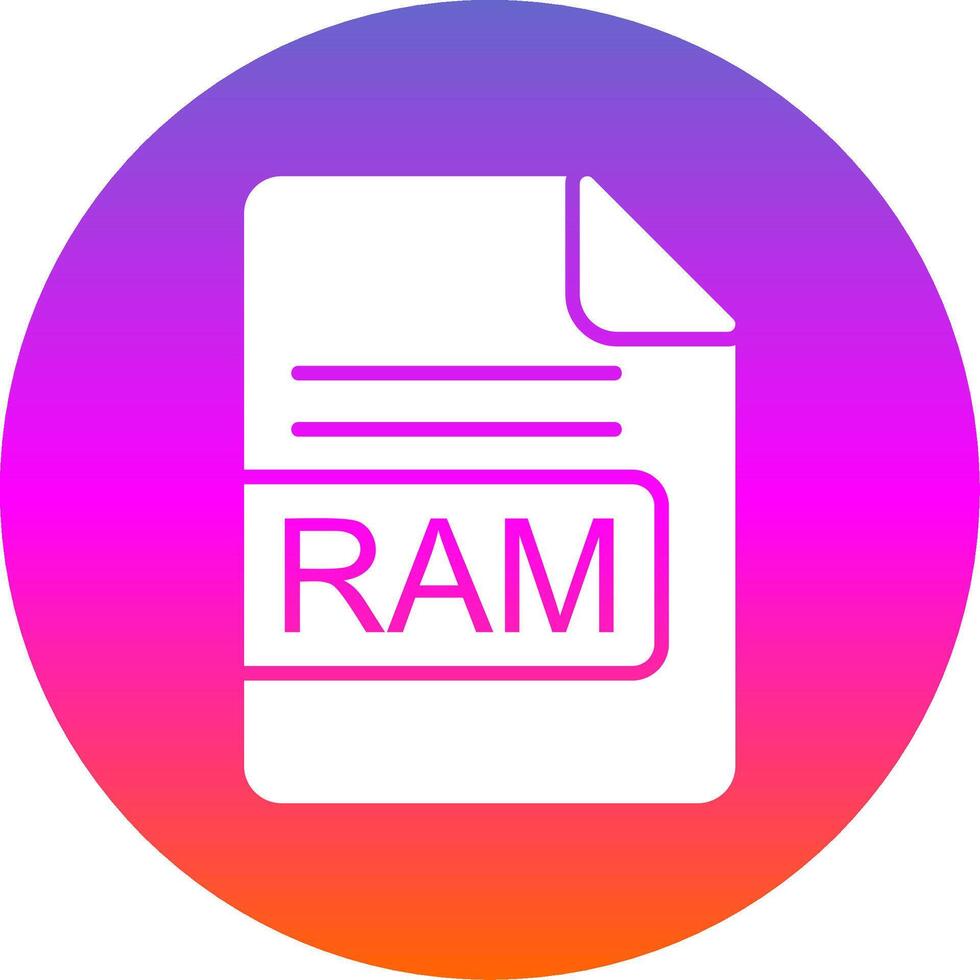 RAM archivo formato glifo degradado circulo icono diseño vector