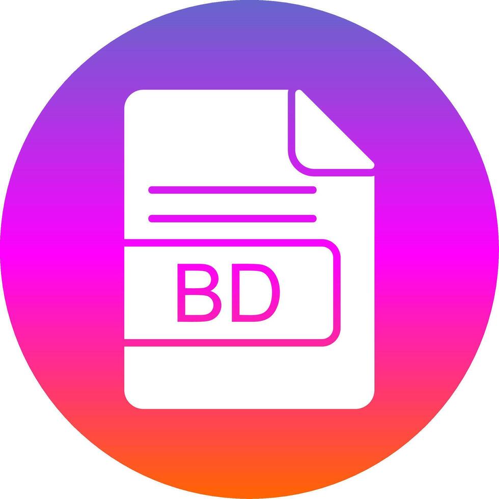 BD File Format Glyph Gradient Circle Icon Design vector