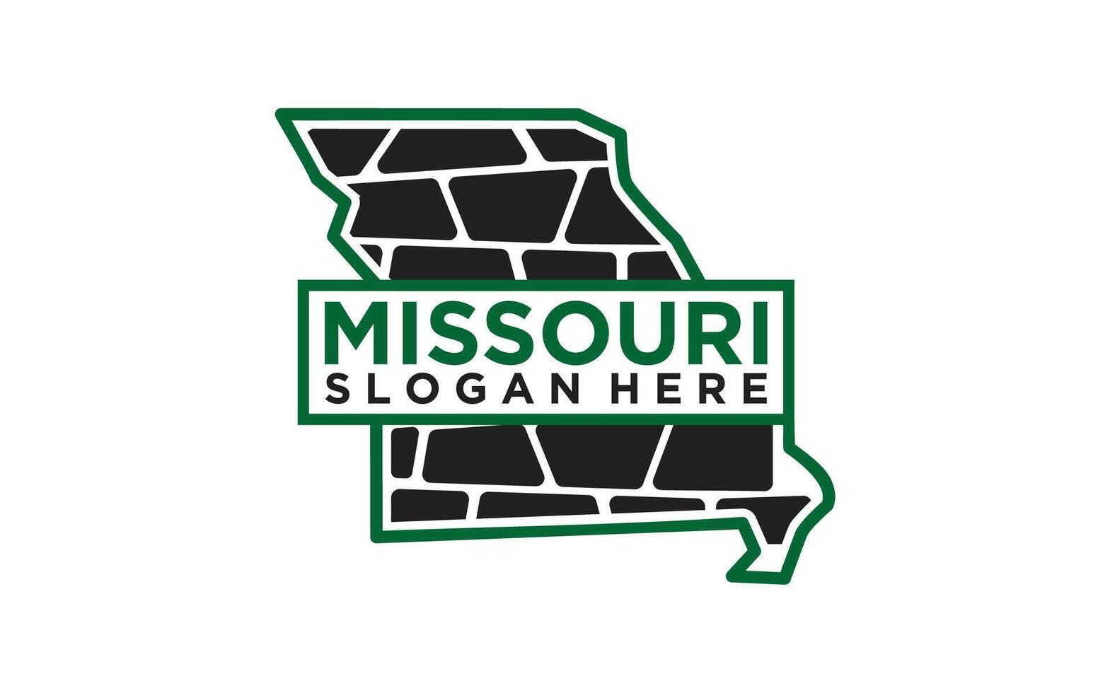 Missouri state map outline with river logo design template vector
