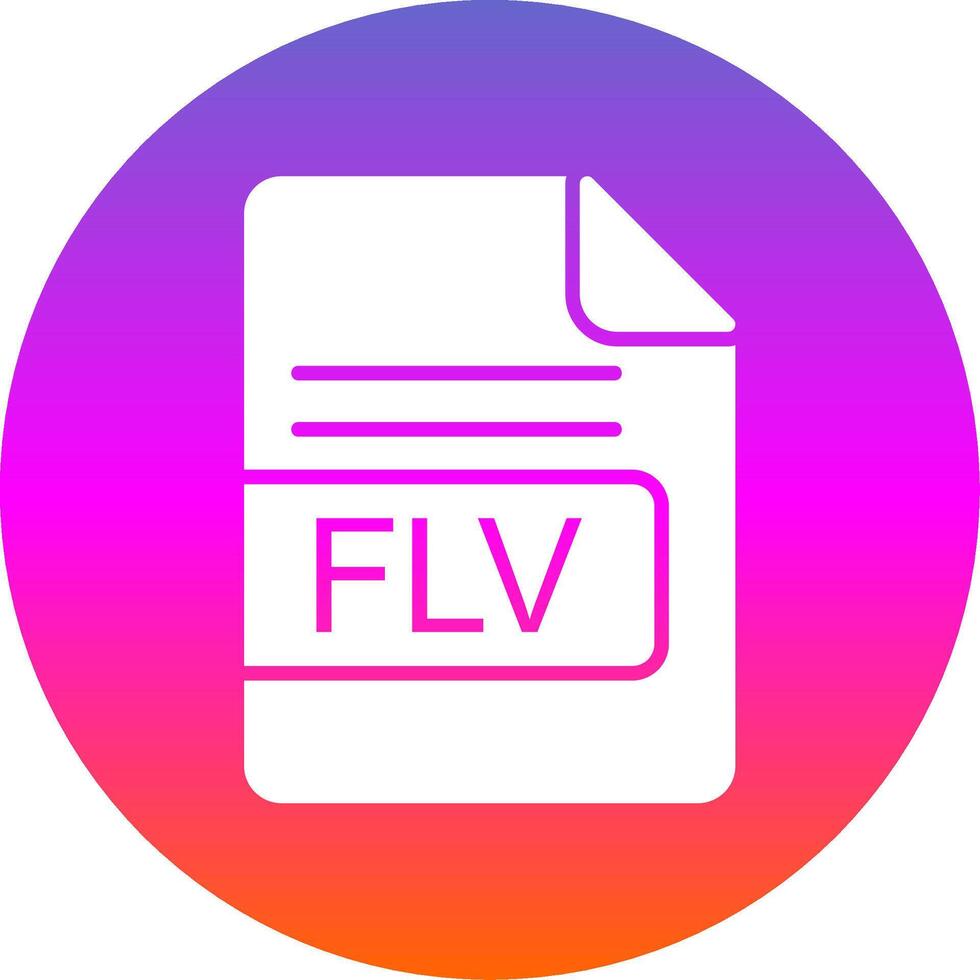 FLV File Format Glyph Gradient Circle Icon Design vector