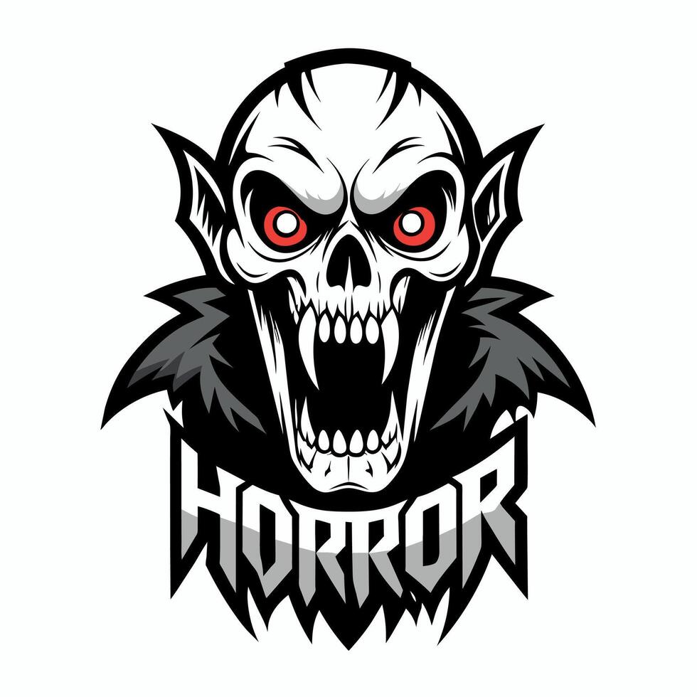 horror logo ilustración plano estilo vector