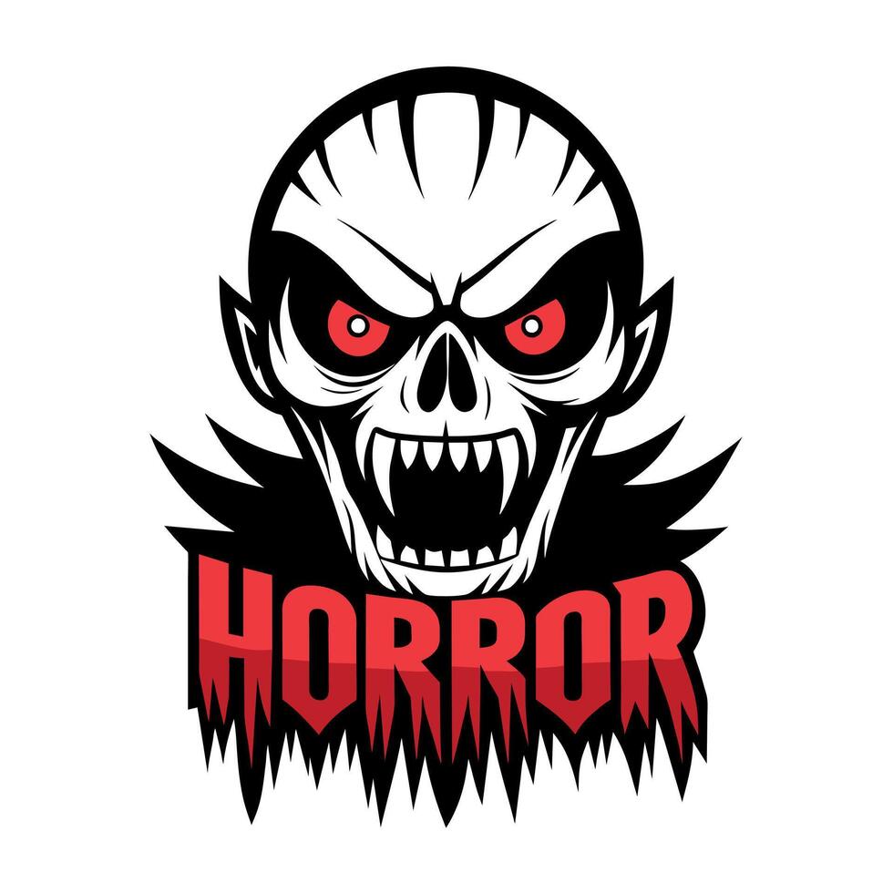 horror logo ilustración plano estilo vector