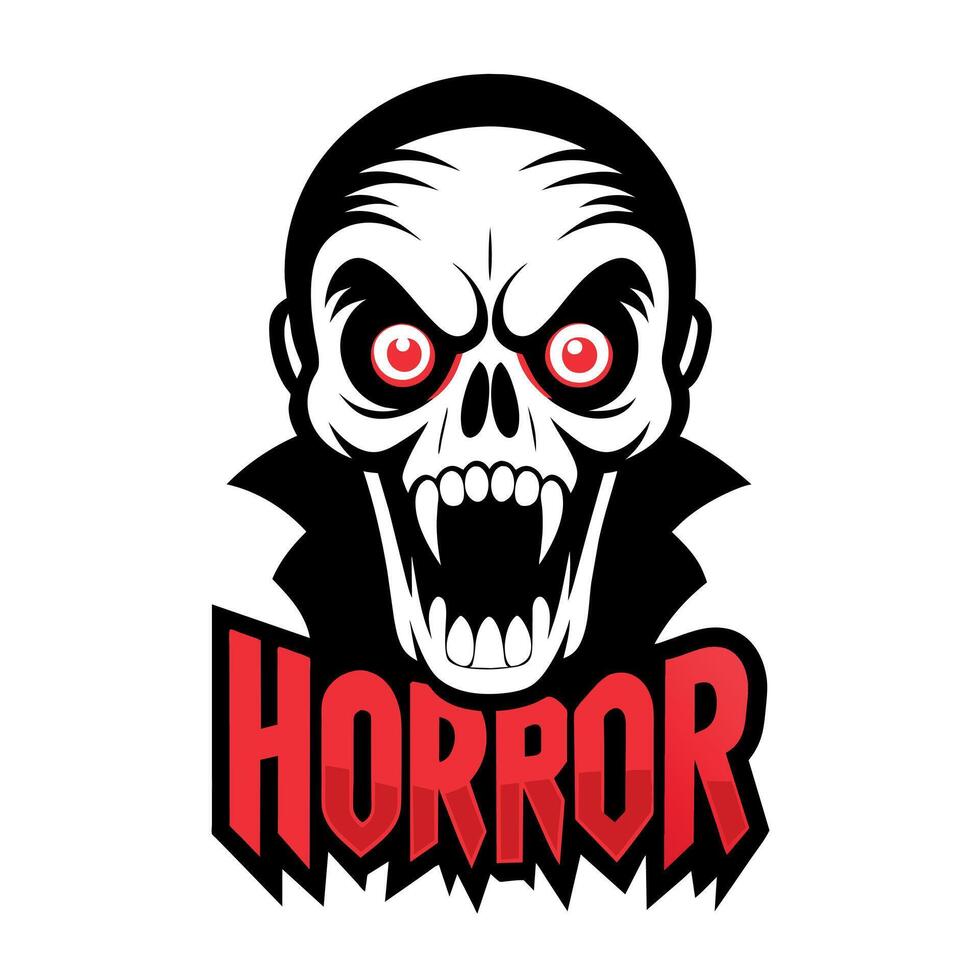 horror logo ilustración plano estilo vector