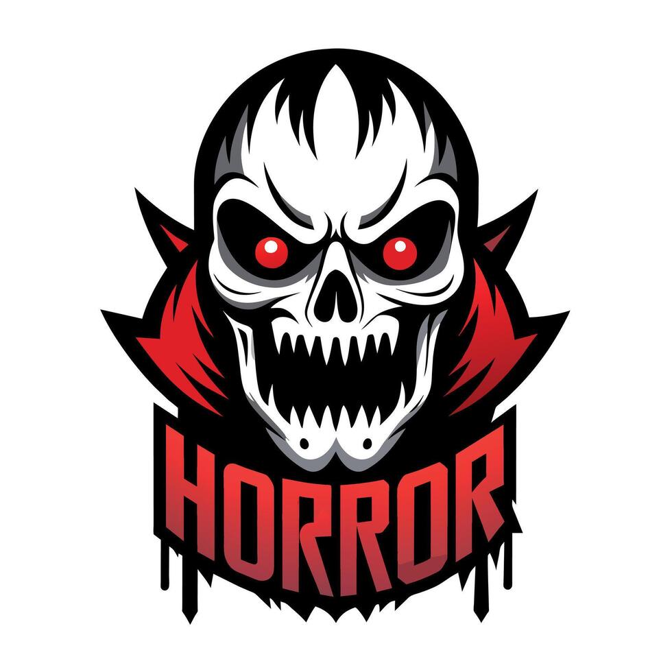 horror logo ilustración plano estilo vector