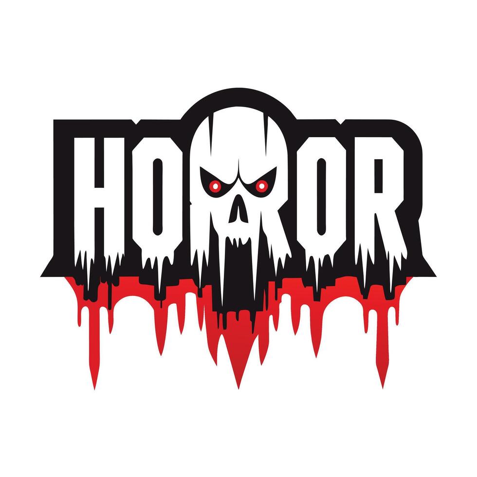 horror logo ilustración plano estilo vector