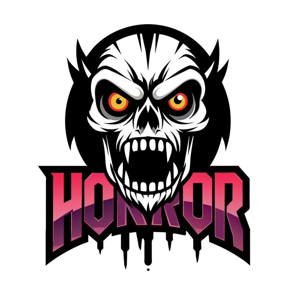 horror logo ilustración plano estilo vector