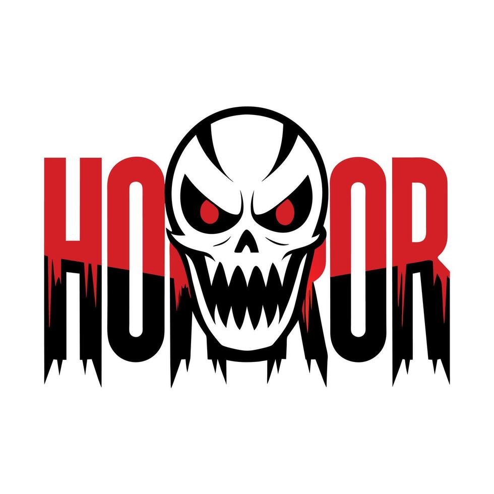 horror logo ilustración plano estilo vector