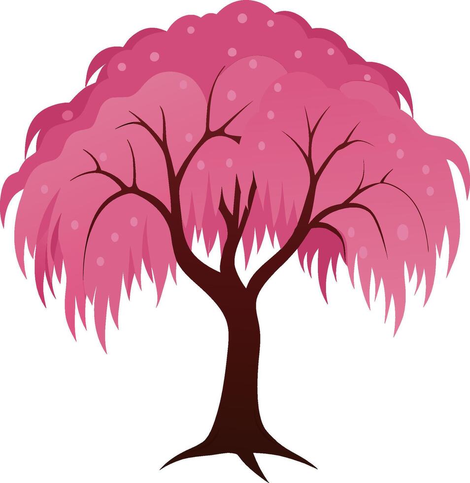 Illustration art of a pink cherry tree isolated on white background vector