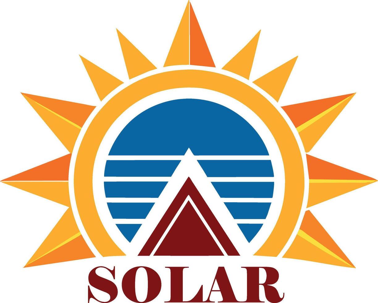 Solar Panel with sun icon flat style vector