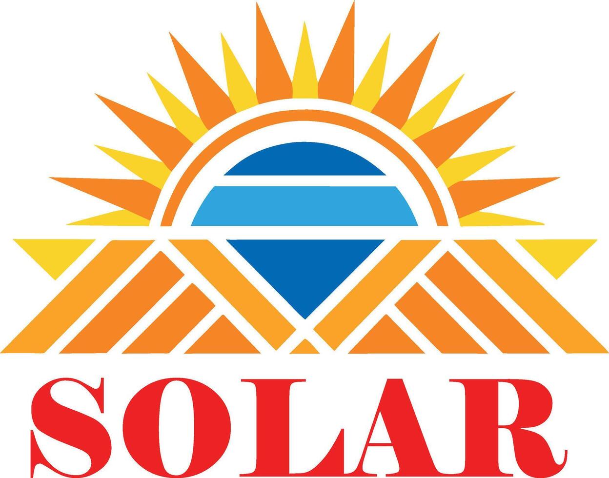 Solar Panel with sun icon flat style vector