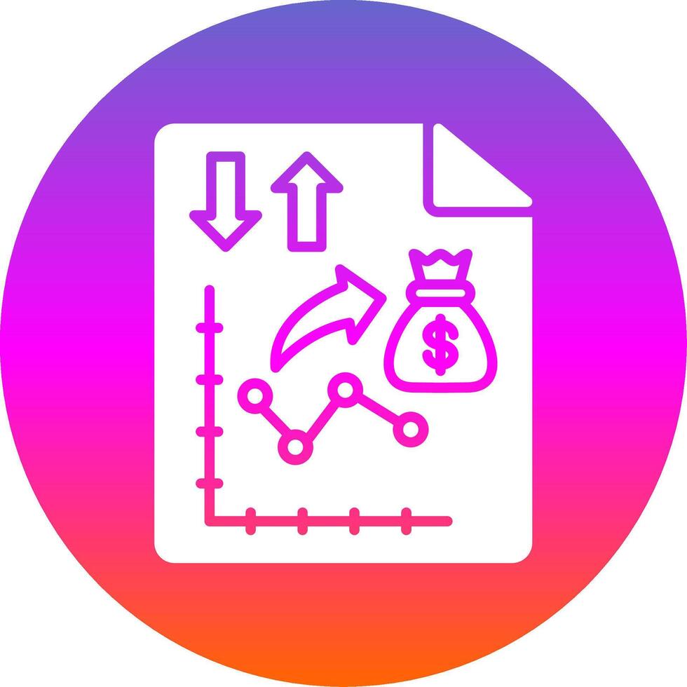 dinero estrategia glifo degradado circulo icono diseño vector