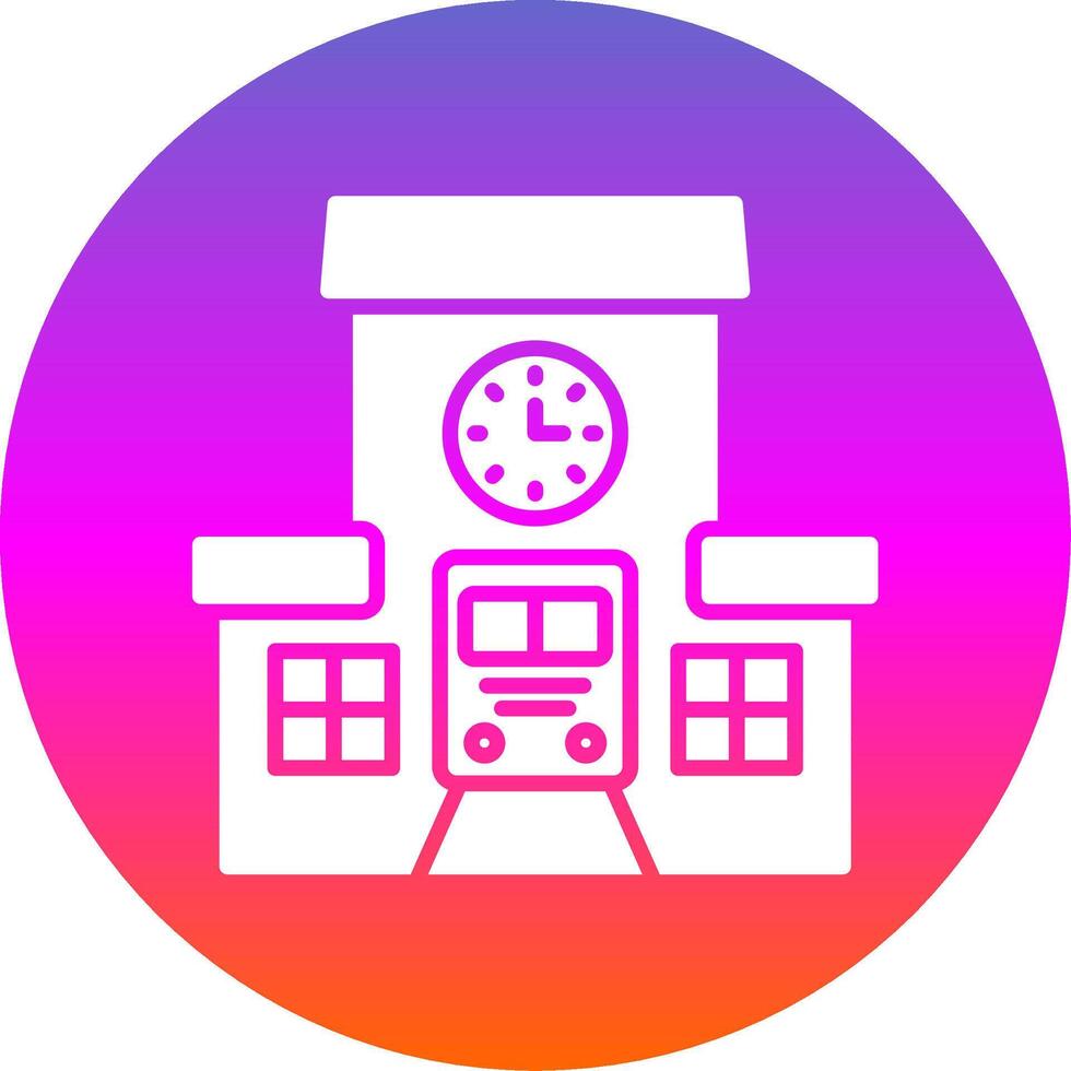Train Station Glyph Gradient Circle Icon Design vector