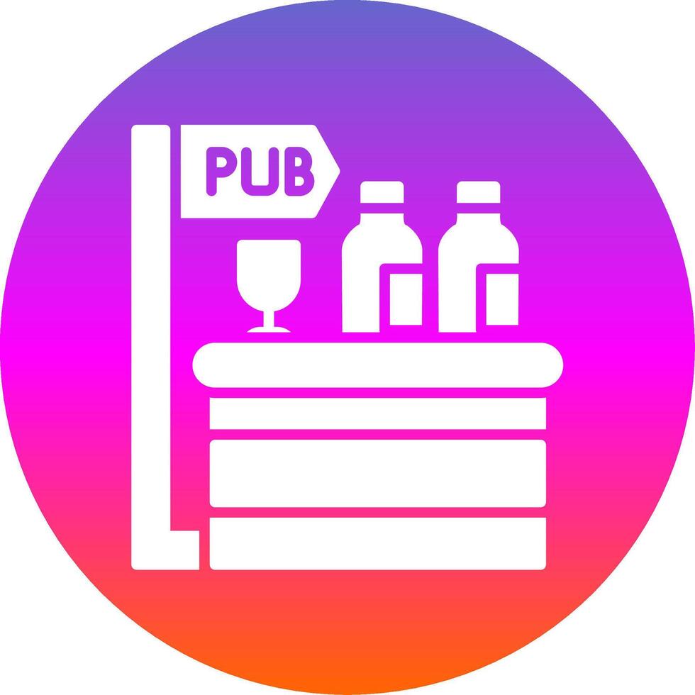 pub glifo degradado circulo icono diseño vector