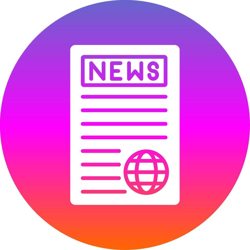 Noticias reporte glifo degradado circulo icono diseño vector