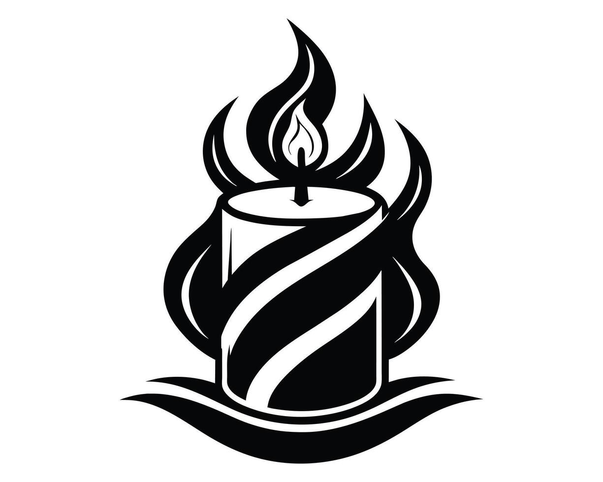 Burning candle solid icon vector