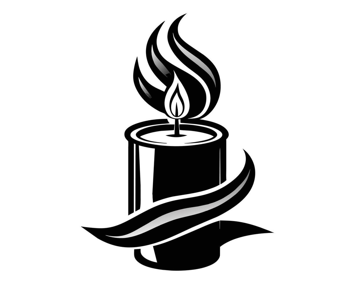 Burning candle solid icon vector