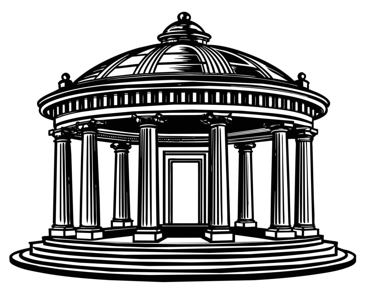 illustration hand drawn gazebo rotunda vector
