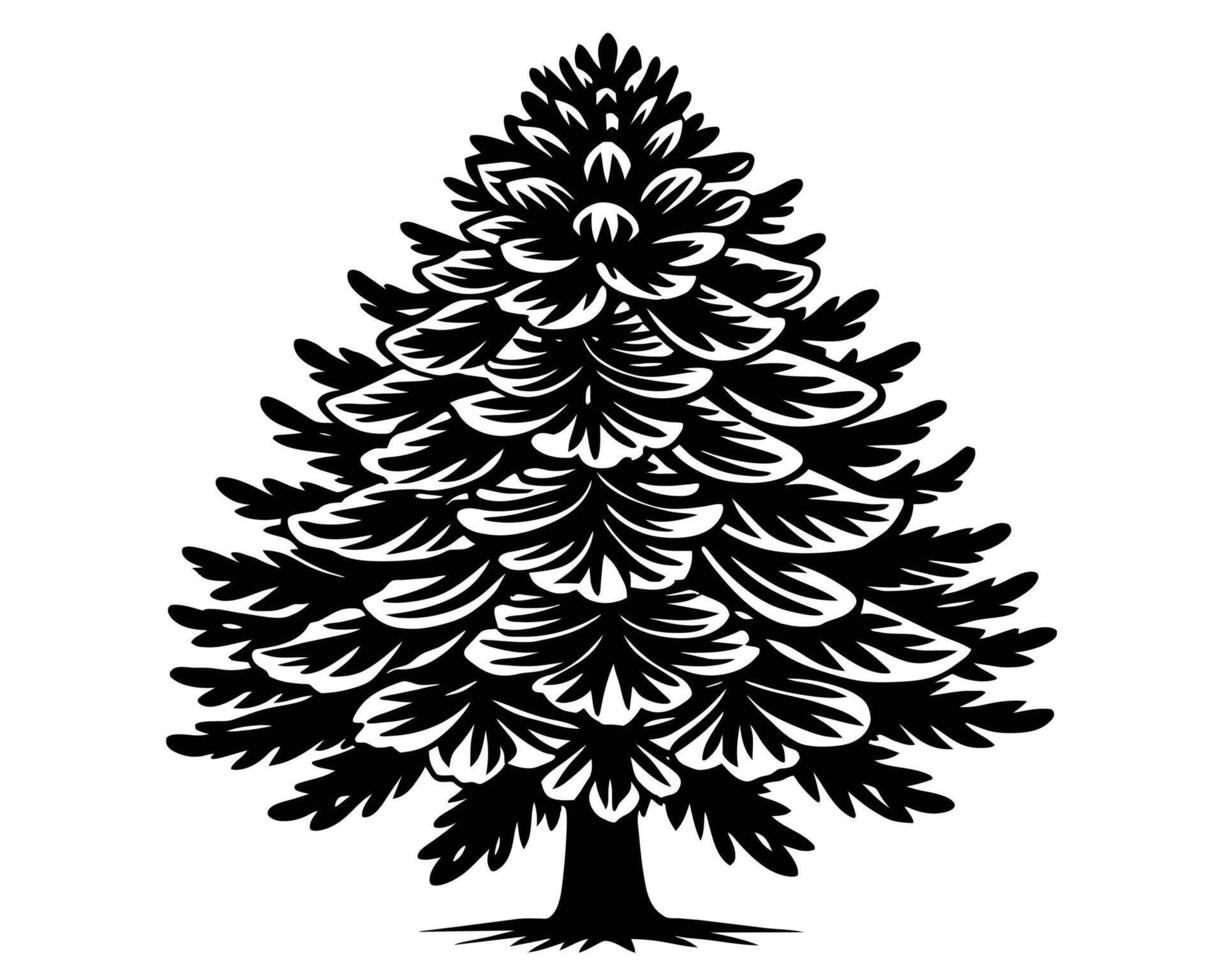 Pine tree silhouette illustration vector