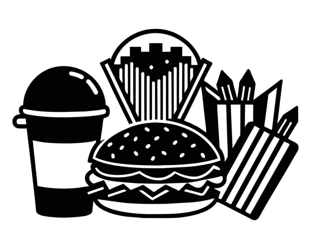 Cute cartoon hand drawn fast food illustration vector