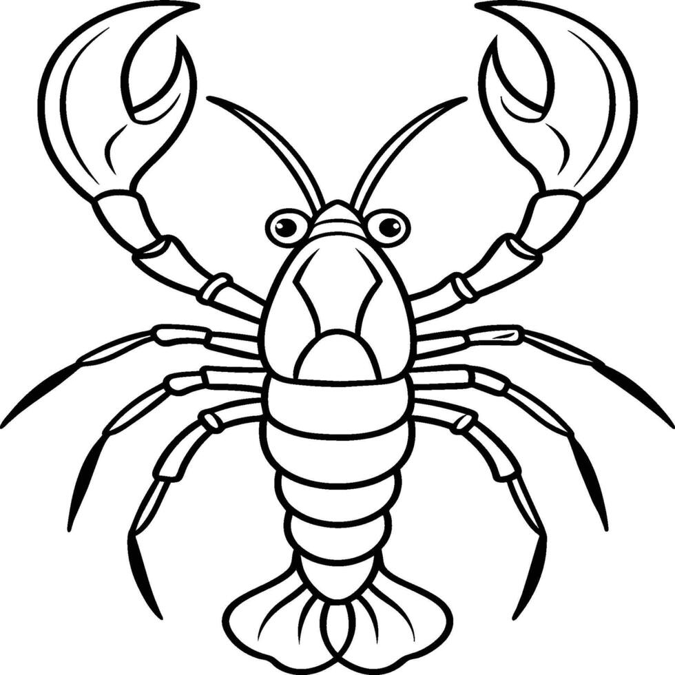 Lobsters line art. Lobsters fish coloring pages for coloring book vector