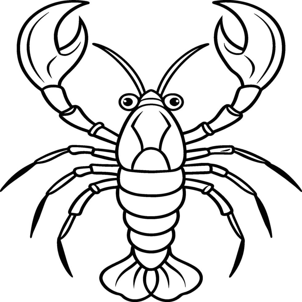 Lobsters line art. Lobsters fish coloring pages for coloring book vector