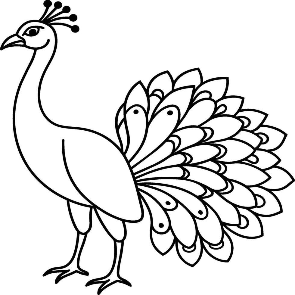 Peacock bird coloring pages. vector