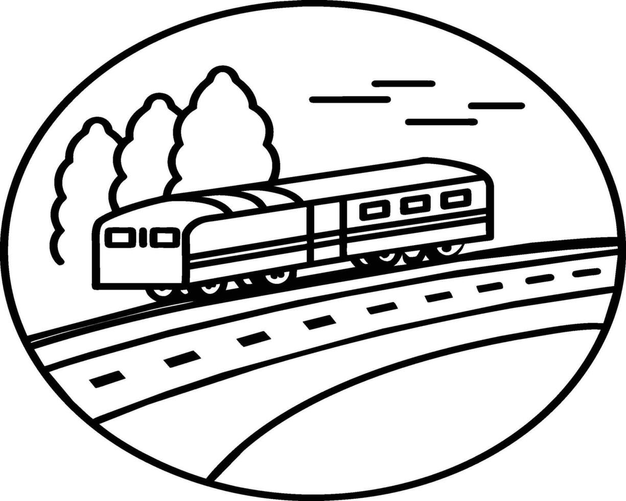 Train coloring pages. Vehicles line art for coloring book vector