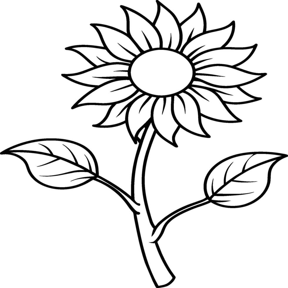 Sunflower coloring pages. Sunflower outline. Flower line art for coloring book vector