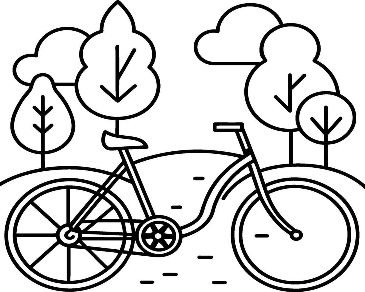 Bicycle coloring pages. Vehicles line art for coloring book vector