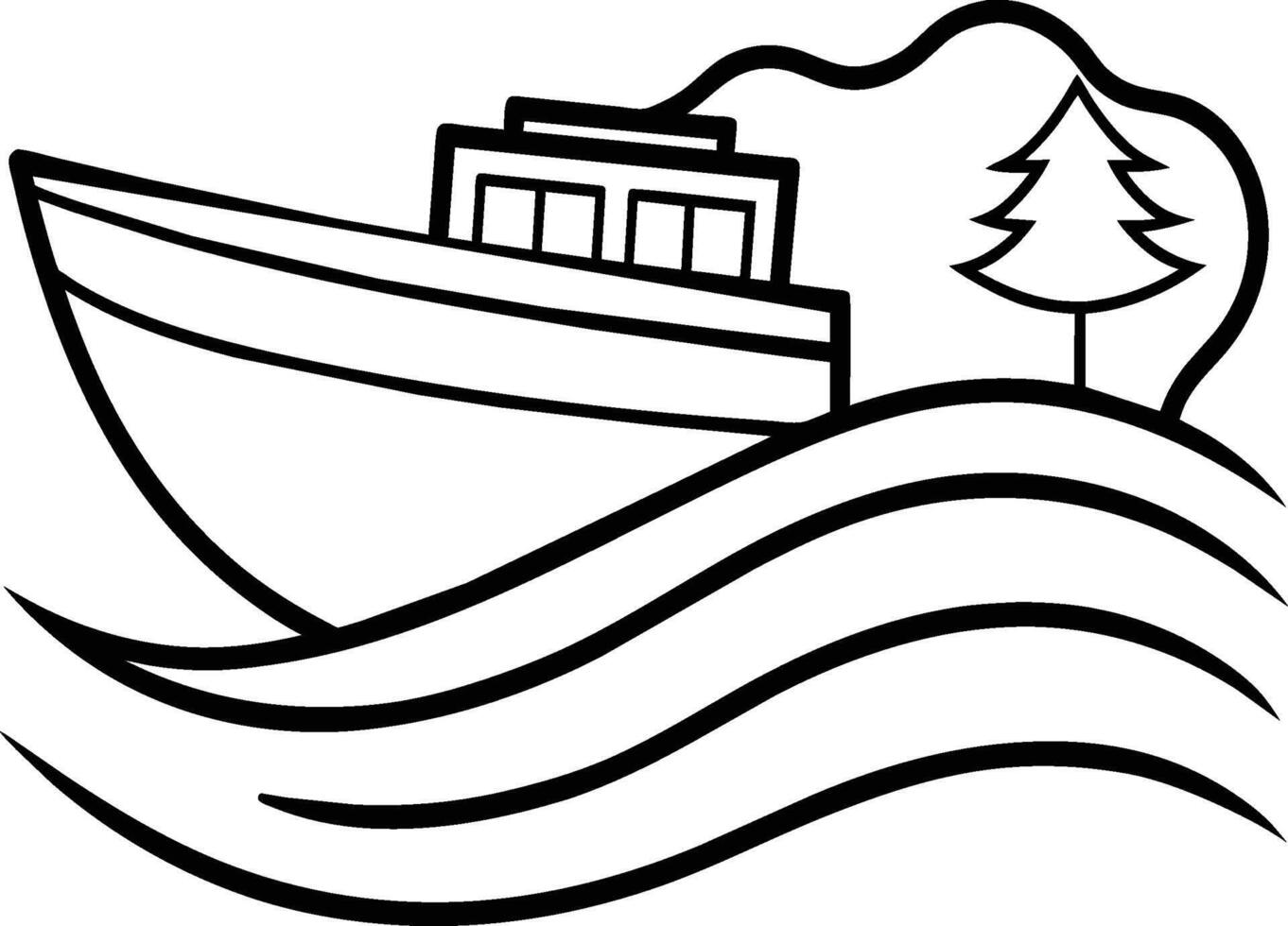 Boat Vehicle Coloring Page for Kids. Vehicles line art for coloring book vector