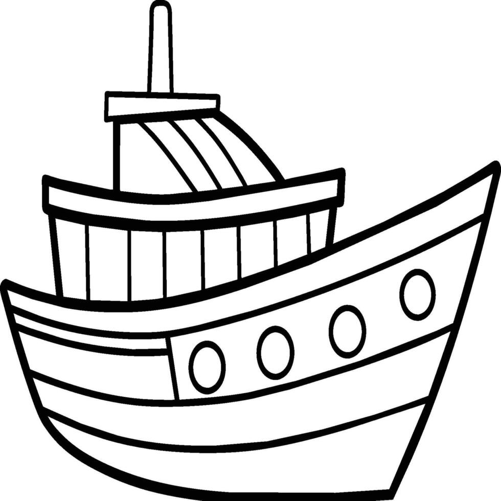 Boat Vehicle Coloring Page for Kids. Vehicles line art for coloring book vector