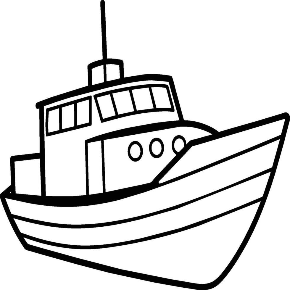 Boat Vehicle Coloring Page for Kids. Vehicles line art for coloring book vector