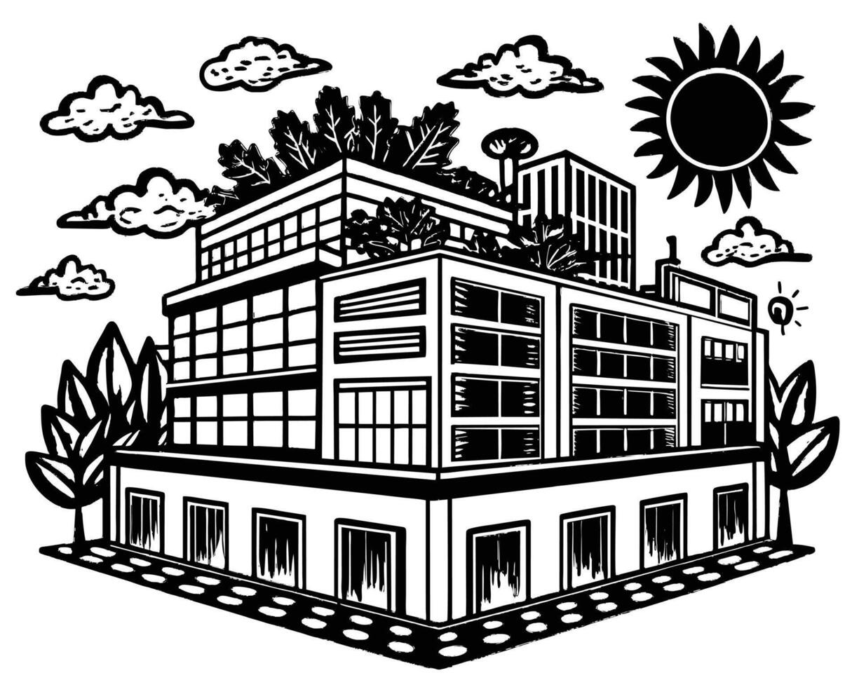 Modern house drawing vector