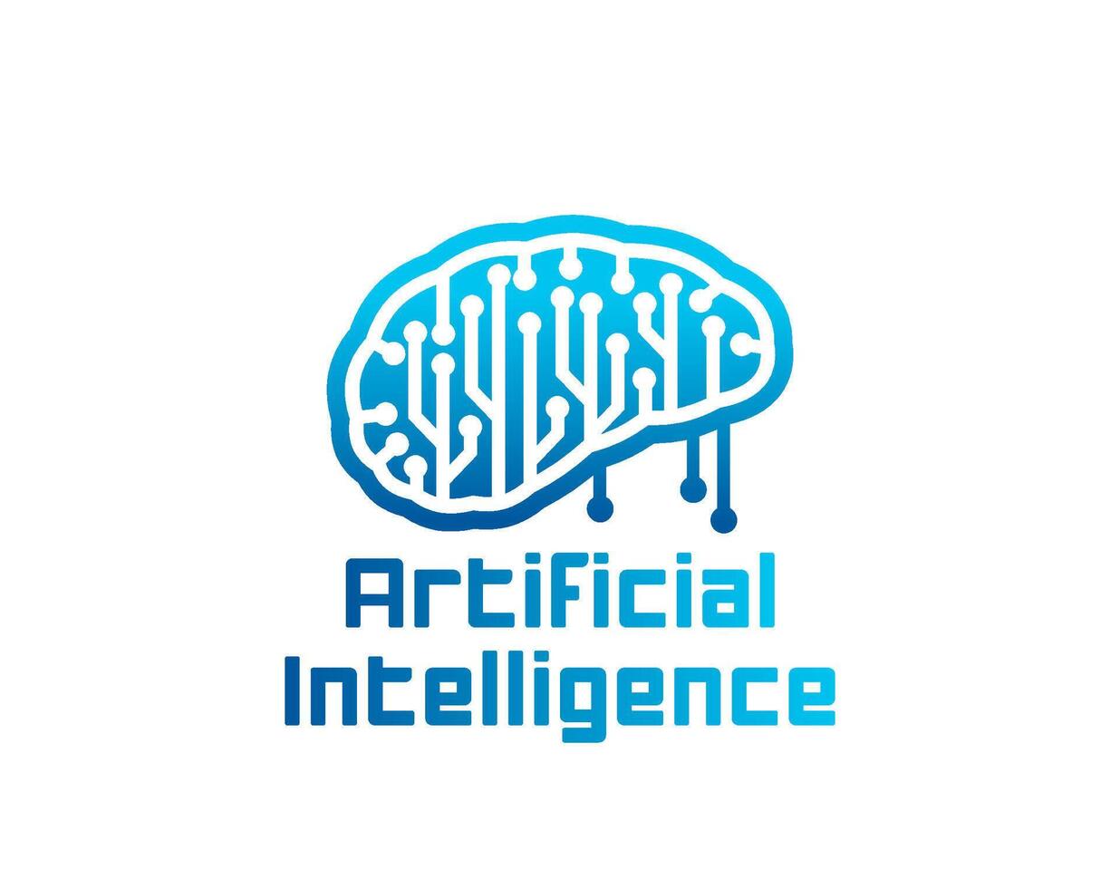 AI Artificial Intelligence icon of computer brain vector