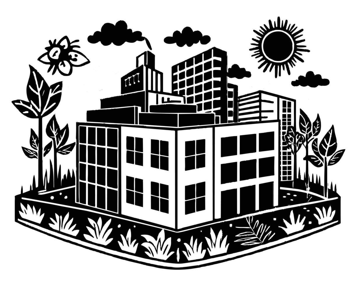 Modern house drawing vector