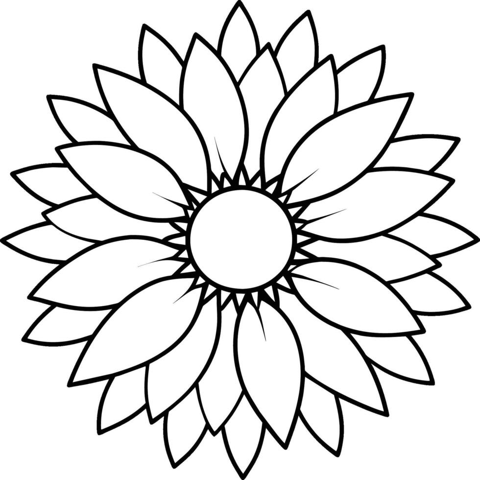 Sunflower coloring pages. Sunflower outline. Flower line art for coloring book vector