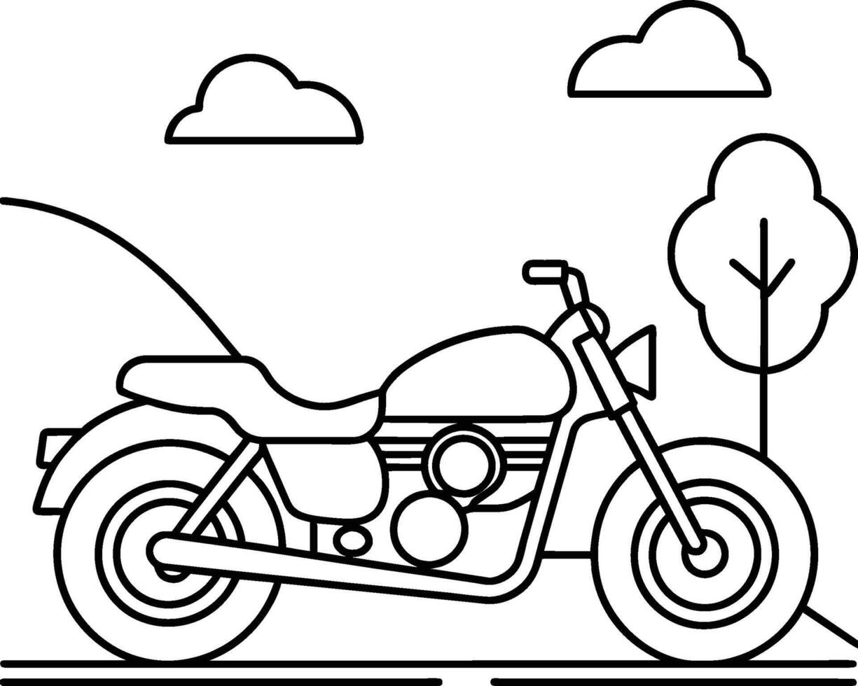 Hand drawn motorcycle isolated on white background coloring page vector