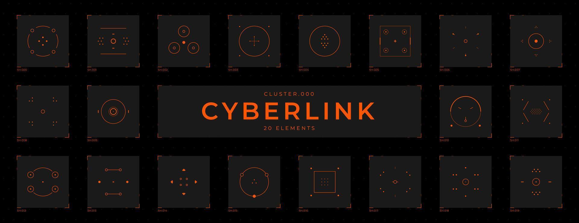 Cyberpunk futuristic HUD design elements set. vector