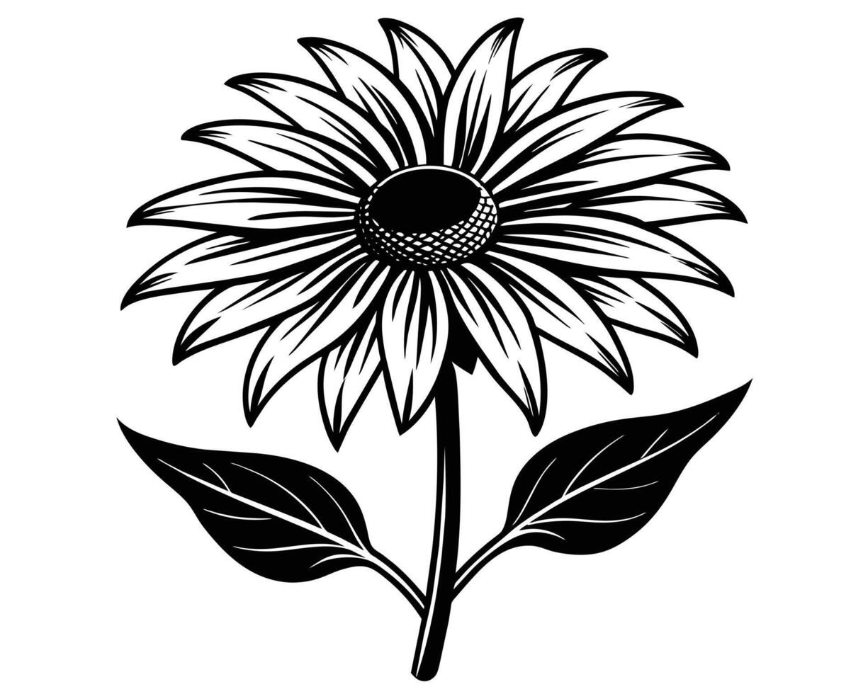 Black and white flower vector