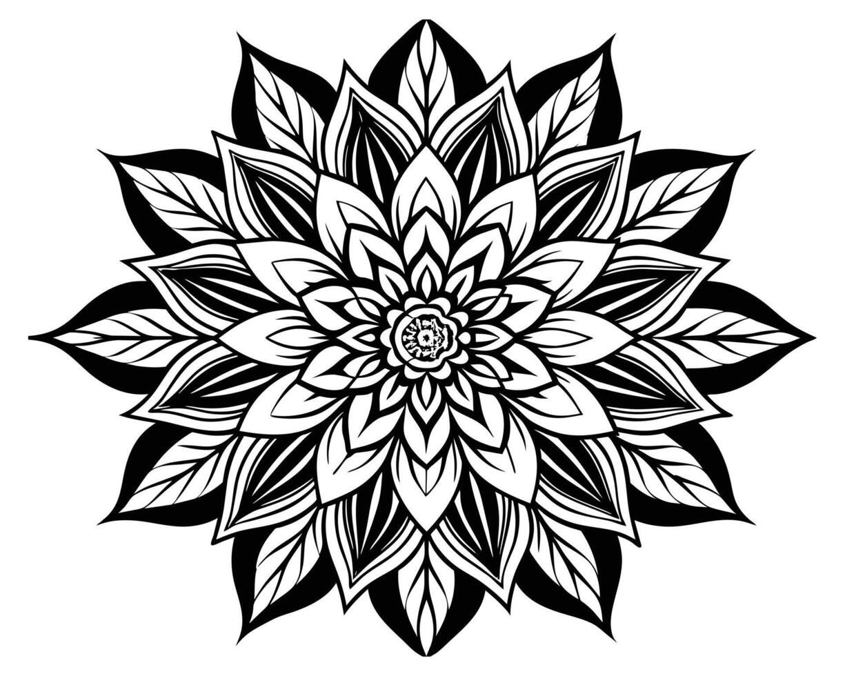 flor en blanco y negro vector