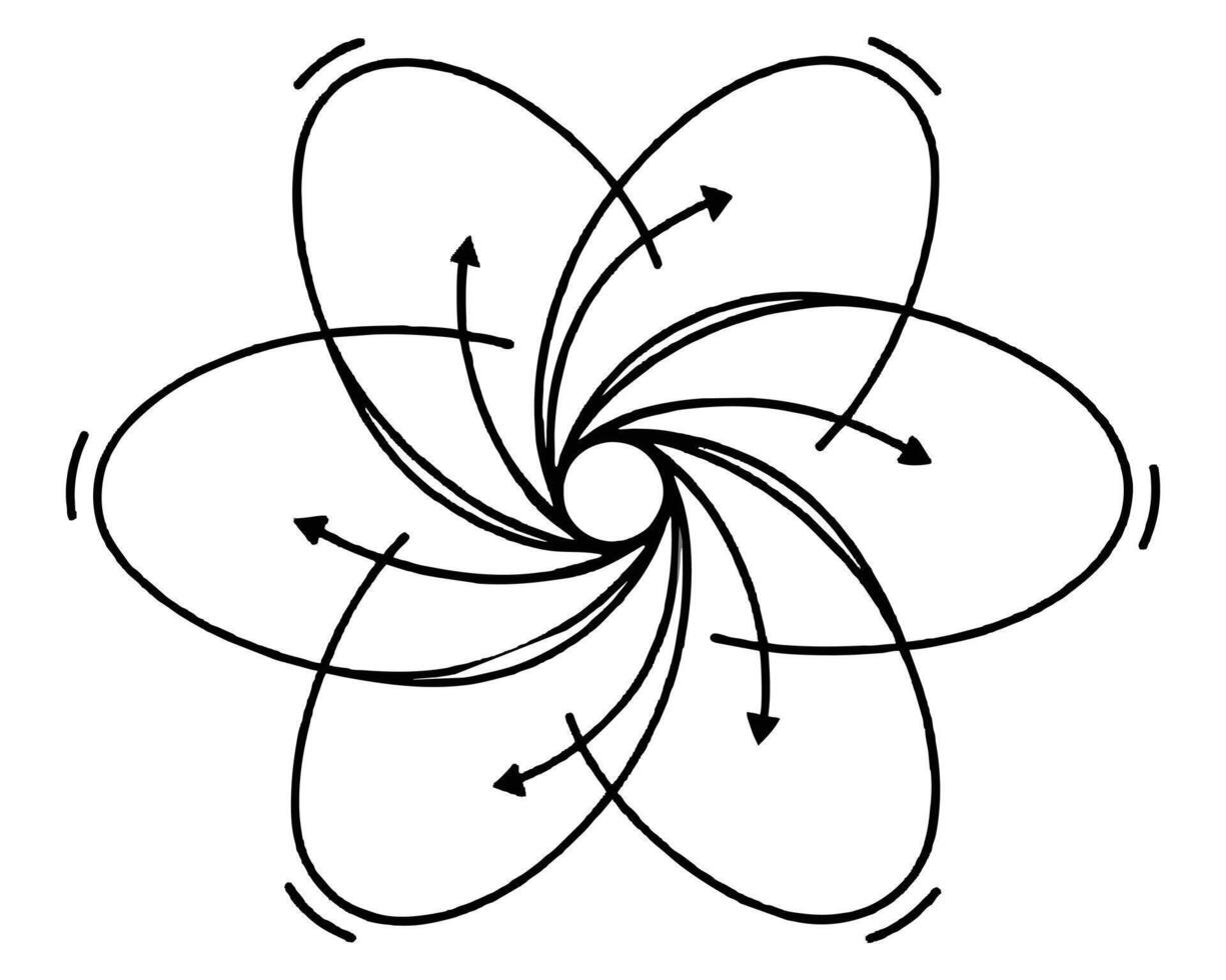 Physics atom model with electrons vector