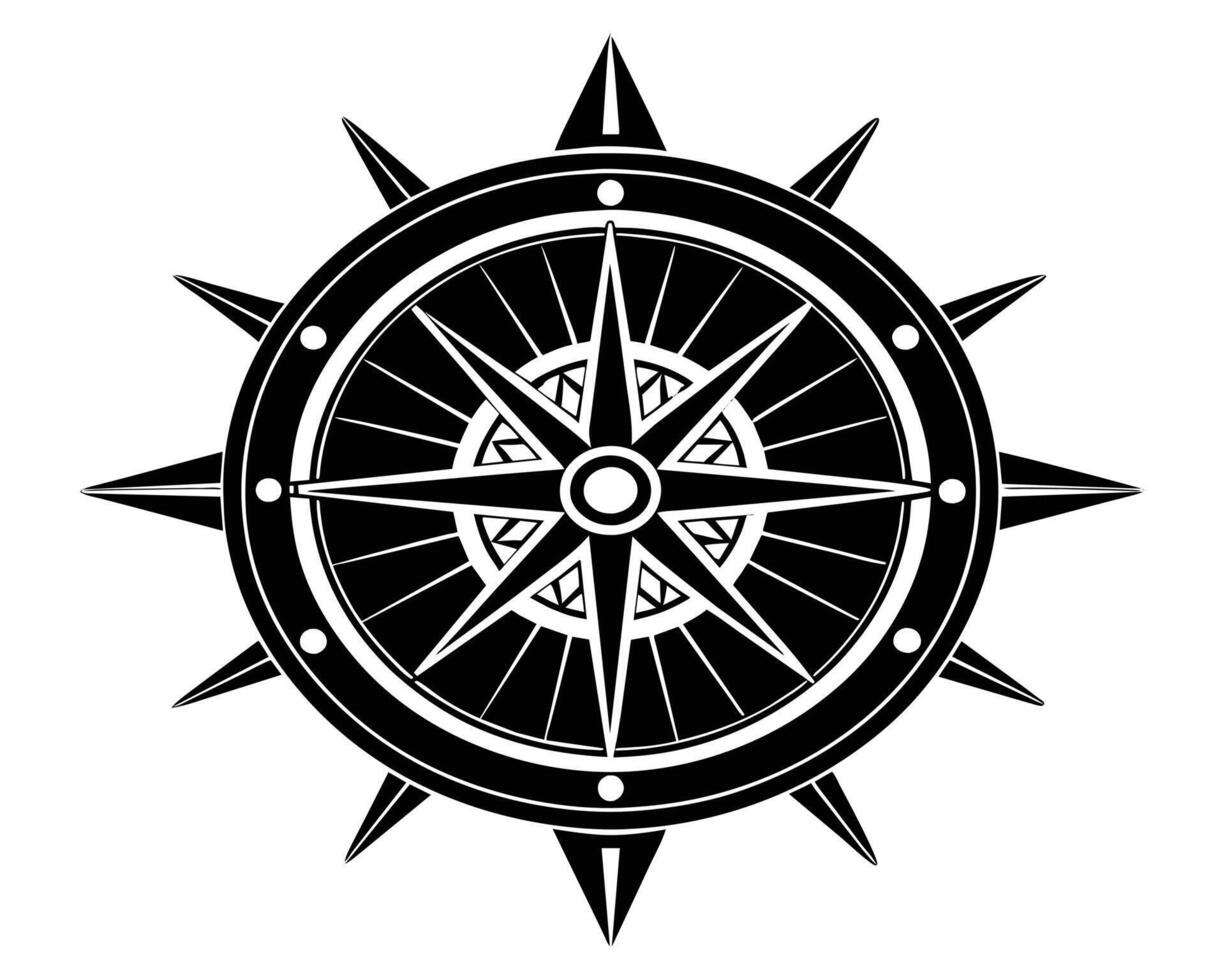 Gray and black color compass symbol vector