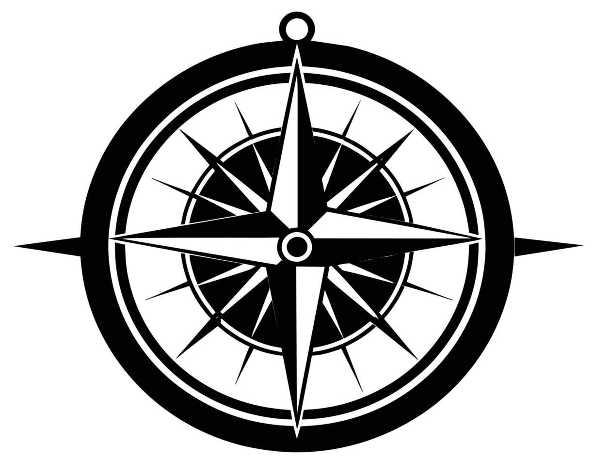 Gray and black color compass symbol vector