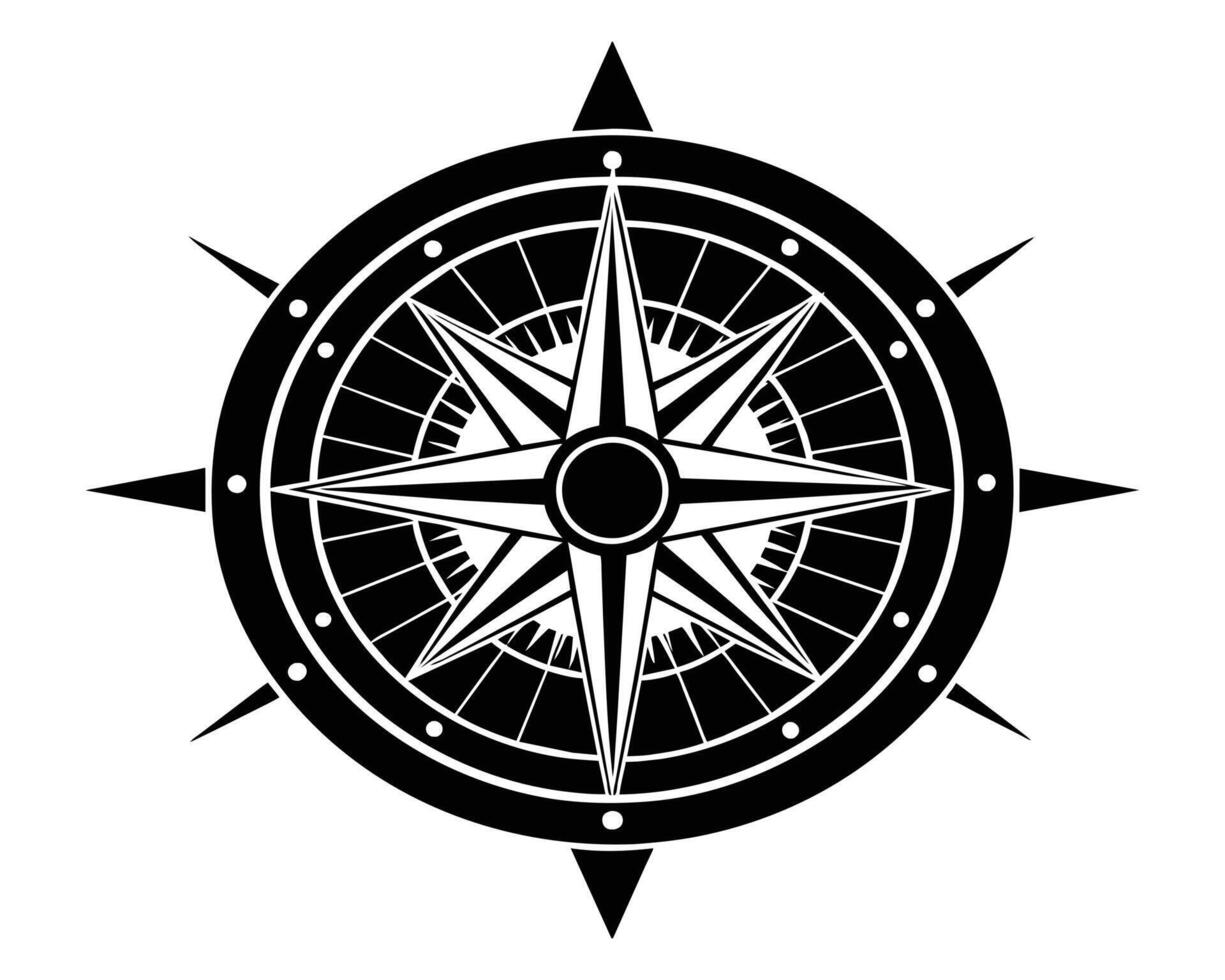 Gray and black color compass symbol vector