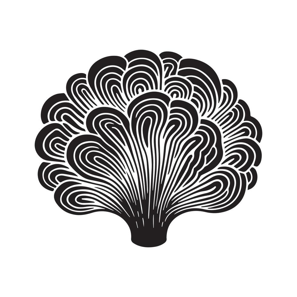 silhouette of a turkey tail mushroom illustration vector