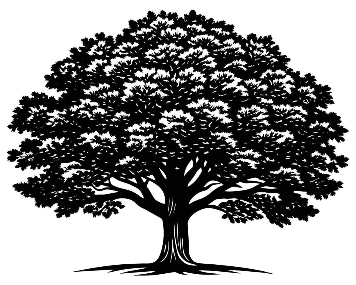 muy grande árbol silueta vector