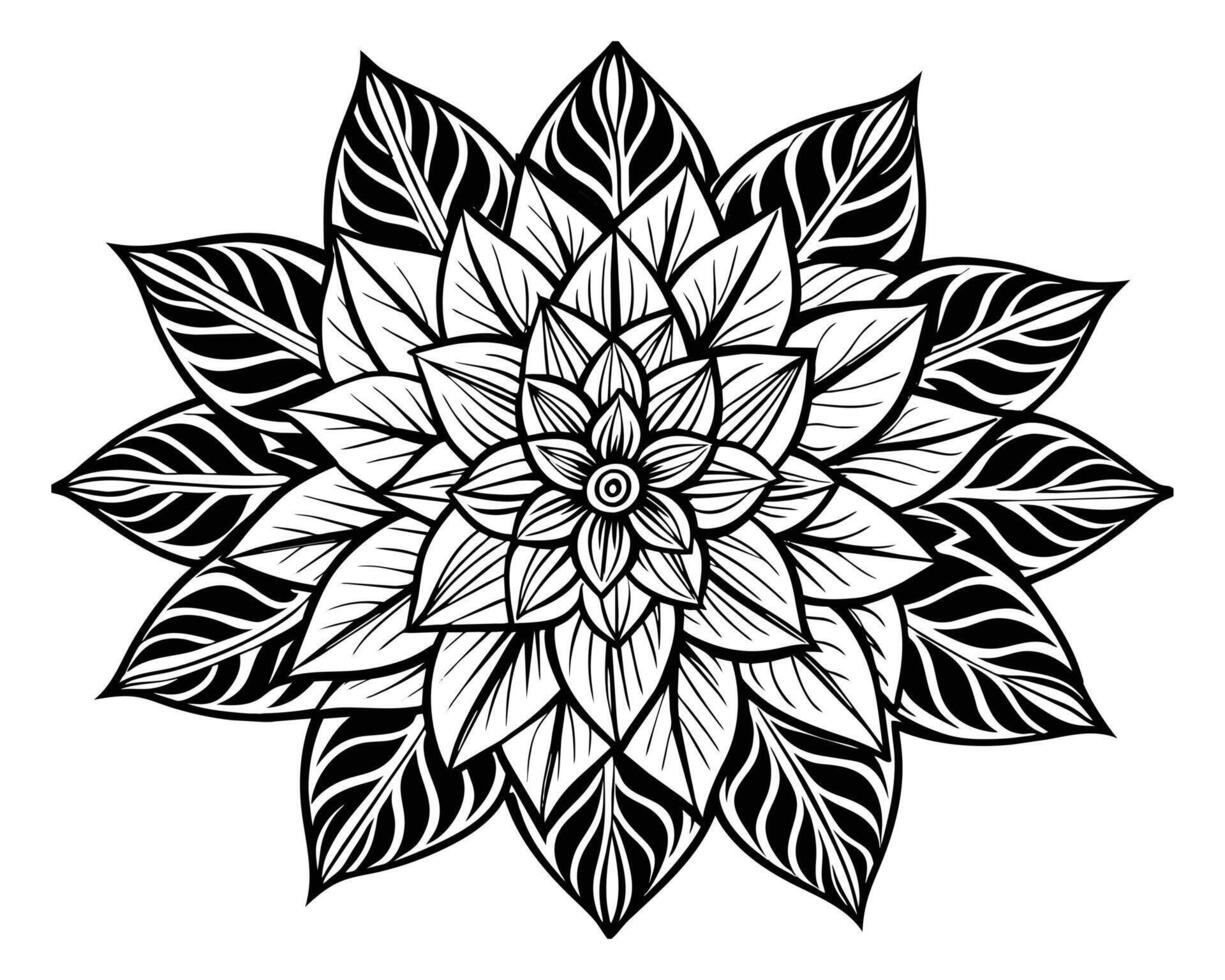 Black and white flower vector
